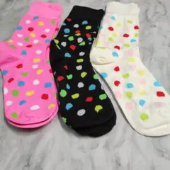 レディース ソックス 3足セット 　可愛い靴下　水玉