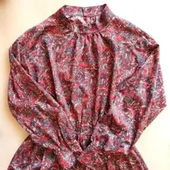 green label relaxing長袖シャツワンピース赤系38