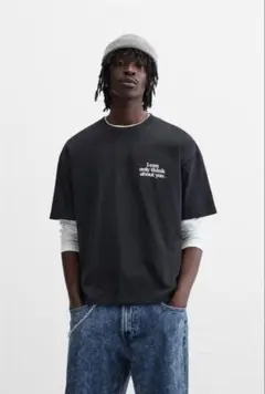 ZARA ザラ コントラストプリント Tシャツ XLサイズ 完売品 - メルカリ