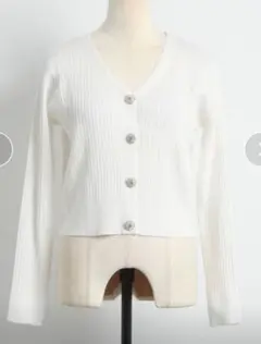 未使用 tocco closet ホワイトリブカーディガン
