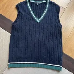 UNIQLO ネイビー ケーブル編み ニットベスト L