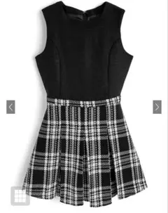 ツイードドッキングノースリーブフレアミニワンピース【tu1839】