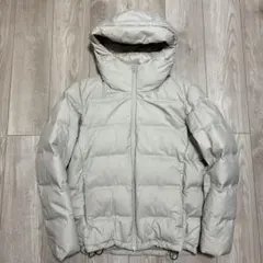 UNIQLO フード付きダウン　シームレスダウン　M ライトグレー　アイボリー