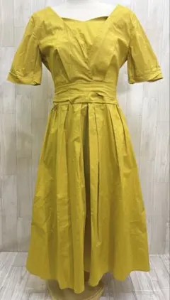 RITSUKO SHIRAHAMA 半袖 ストレッチコットン ワンピース 黄