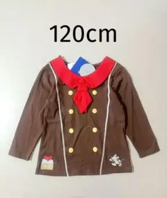 新品 ミッキーマウス シェフ風長袖カットソー 120cm ミッキー刺繍 茶色