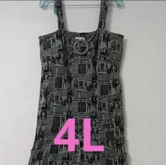 Usedサロペット オーバーオール つなぎ パンツ 英字新聞柄 4Ｌ 大きめ