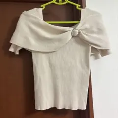 オフショルダーリブニットアイボリー