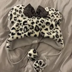 24h以内発送ディズニー ファンキャップ レオパード ヒョウ柄 ミニー グレー