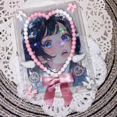 B8 硬質トレカケース レジン デコ ピンク 白 ミックス 天使 羽