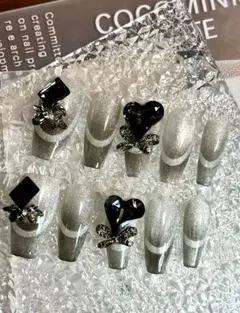 現品販売　大きな　ハート　マグネット　フレンチ　オシャレ　OL系　ネイルチップ