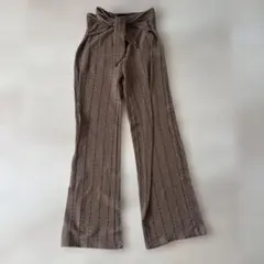 ZARA TRAFALUC ストライプ ワイドパンツ リボン