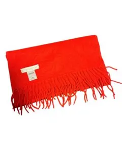 UNIQLO カシミヤ マフラー 赤 フリンジ付き　おしゃれ　シンプル　美品