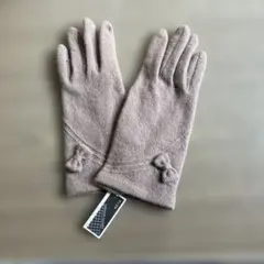 カシミヤ製ブラウン手袋刺繍付き　日本製