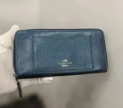 未使用品 コーチ 長財布 ブルーメタリック