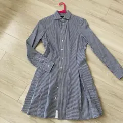 【美品】ロゴ入りラルフローレン　ストライプ　シャツワンピース