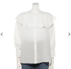 サマンサモスモスブルー　前後2wayラッフルフリルブラウス　ホワイト　F