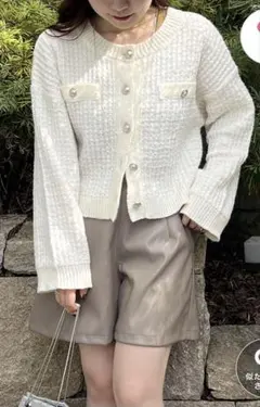 リリアンカラット アイボリー カーディガン ボタン付き