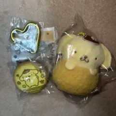 『ポムポムプリン』ふわふわクッキー風缶バッジ&ミックスフライおくるみマスコット