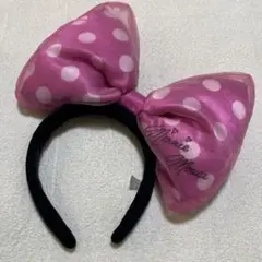 ディズニー リボンカチューシャ 水玉 ピンク ミニー