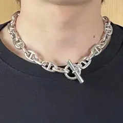 重厚 ネックレス アンカーチェーン シルバー バングル マンテル ヴィンテージ