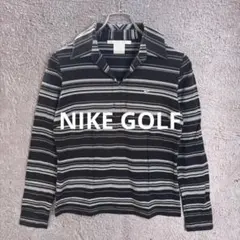 NIKE GOLF ボーダーポロシャツ 長袖 黒 ブラック 【Mサイズ】