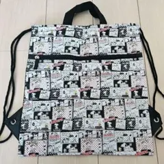 スヌーピー コミック柄 ナップサック 黒