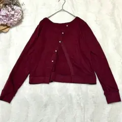 【tap roots】バックオープンニット　カーディガン　38　長袖　　レンガ色