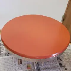 直径60cm　オレンジ円形センターテーブル　昭和レトロ　レトロポップ