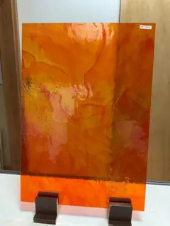 ステンドグラス　GA170 オレンジ色　40x28cm匿名配送 40−140