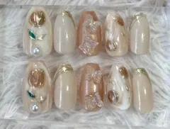 ニュアンスネイル ネイルチップ フラワーネイル 蝶々