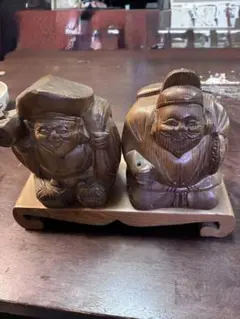 木製 福の神像 二体セット