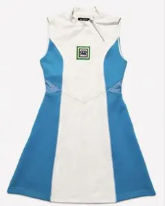 NOEL REUSSIR 半袖ニットワンピース 新品 NOEL REUSSIR ニットワンピース ブルー ゴルフ 半袖 総柄 - メルカリ