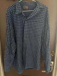 FLANNEL チェック柄 長袖シャツ ブルー×ブラック XLサイズ