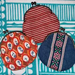 がまぐち　ポーチ　小物　お財布　３点セット