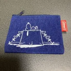 新品　Coleman スヌーピー マルチポーチ 青　デニム
