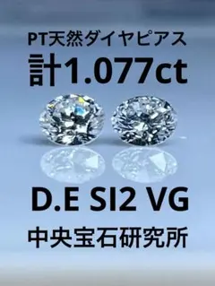 PT 天然 ダイヤモンドピアス 計1.0ct 中央宝石研究所ソーティング付き