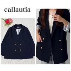 【美品】callautia テーラードジャケット 紺ブレ 金ボタン Lサイズ