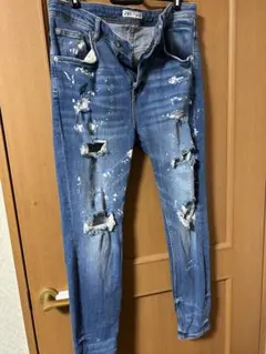 ZARA ダメージ加工 ブルーデニムパンツ EUR 42