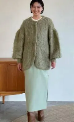 クラネ　21AW モヘア　カーディガン　サイズ2　カーキのサムネイル