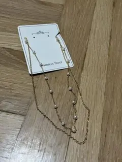新品 パール付きゴールド多層ネックレス