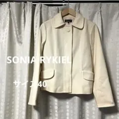 SONIA RYKIEL ウールショートコート アイボリー 40トランプ柄のサムネイル
