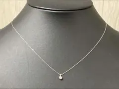天然ダイヤモンド0.10ct約40.5cm一粒 デザイン プラチナ ネックレス 