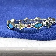 ❤️本日お値下げ中❤️ターコイズ＆カラフルストーンリング　S925
