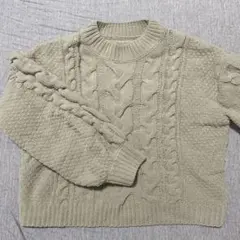 NICE CLAUP ケーブル編みニット ベージュ