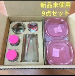 ⭐iwaki 耐熱ガラス　ピンク　保存容器9点セット　オーブン　レンジ可のサムネイル