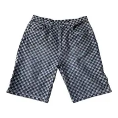 90s VANS チェッカーフラッグ柄 デニムショートパンツ 34インチのサムネイル