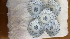 青い花柄 陶器 食器セット 5枚