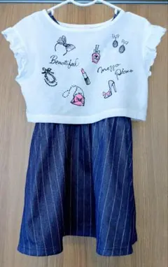 mezzo piano　デザインデニムワンピース 110cm