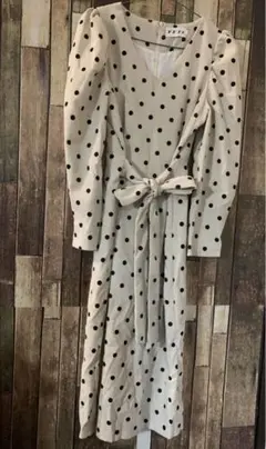 ドットワンピ　ワンピース　ドット　☺︎ レトロ　ヴィンテージ　秋冬　コーデュロイ