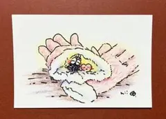 原画　色鉛筆画　てぶくろの中　冬　ポストカード（額入れ無料）